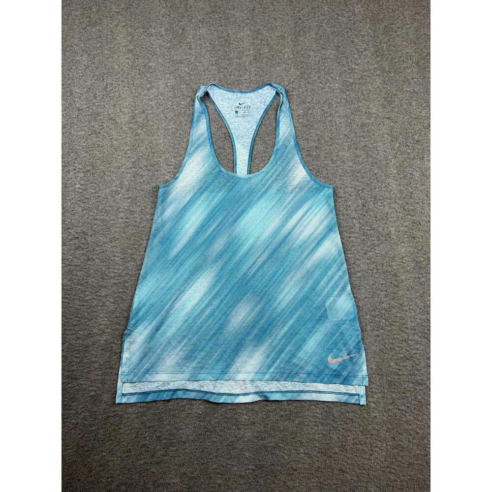 Nike Dri-FIT Breathe Women's Medium Running Tank Top Blue Abstract Racerback
